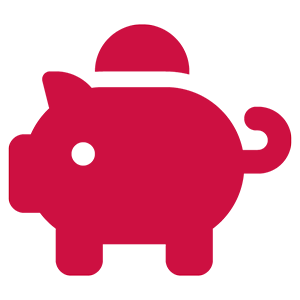 Red icon of piggy bank